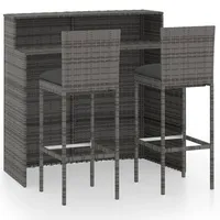 VidaXL Gartenbar-Set 3-tlg. Grau
