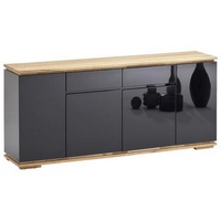 XXXLutz Sideboard Schwarz, Eichefarben