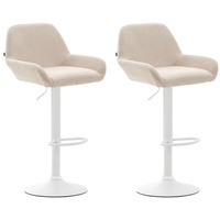 CLP 2er Set Barhocker Braga Stoff creme weiß