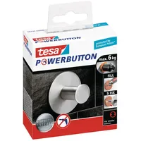 Tesa Garderobenhaken Powerbutton Classic Rund Edelstahl