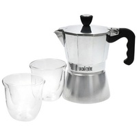 Neuetischkultur Espressokocher und 2 Gläser La Cafetiere