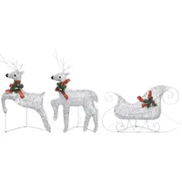 VidaXL Weihnachtsdeko Rentier & Schlitten 60 LEDs Outdoor Silbern