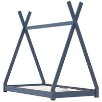 VidaXL Kinder-Bettgestell Grau Massivholz Kiefer 80 x 160 cm