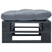 VidaXL Garten-Palettenhocker mit Kissen in Grau Holz