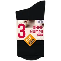 NUR DIE Socken Ohne Gummi 3er Pack - schwarz