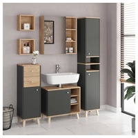 Vicco Midischrank Senyo Anthrazit/Goldkraft Eiche 30 x 95 cm