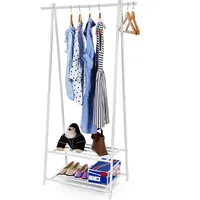 Songmics Kleiderständer 2 Ablagen Metallgestell platzsparend - Weiß