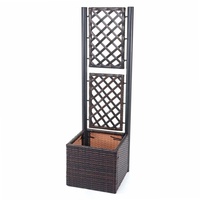 Mendler Poly-Rattan Rankgitter HWC-D76, Pflanzkasten Rankhilfe, 142x43x43cm - braun