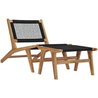 VidaXL Sonnenliege mit Fußablage Massivholz Teak und Seil