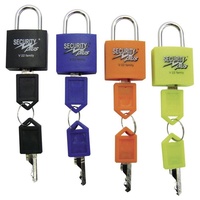 SECURITY PLUS Vorhängeschloss 4er Set Neongelb, Blau, Orange, Schwarz