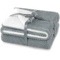 AmeliaHome Kuscheldecke 220x240 cm zarte Steppung Sherpa Lammfelloptik Wohndecke