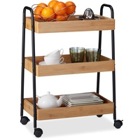 Relaxdays Servierwagen braun, schwarz 49,5 x 28,0 x 70,0