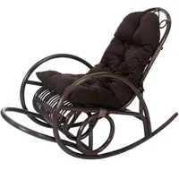 Mendler Schaukelstuhl HWC-C40, Schwingsessel Rattansessel, braun - Auflage braun
