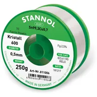 Stannol Kristall 600 Fairtin Lötzinn, bleifrei bleifrei Sn99,3Cu0,7 250g