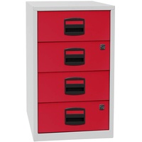 BISLEY Home Standcontainer lichtgrau, kardinalrot 4 Auszüge 41,3 x