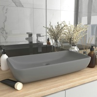 VidaXL Luxus-Waschbecken Rechteckig Matt Hellgrau 71x38 cm Keramik