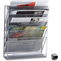 Relaxdays Zeitschriftenhalter Wand, Prospekthalter A4, Zeitschriften Wandhalter, Metall, 32.5x40.5x10.5