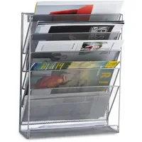 Relaxdays Zeitschriftenhalter Wand, Prospekthalter A4 quer 6 Fächern 32,5