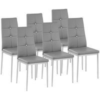 Tectake tectake® Set Esszimmerstuhl, gepolstert mit Kunstlederbezug, schlanke Stahlbeine,