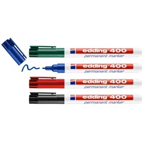 Edding 400 Permanentmarker Schwarz, Rot, Blau, Grün wasserfest: Ja
