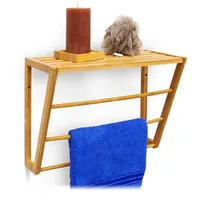 Relaxdays Wandhandtuchhalter Bambus mit Ablage