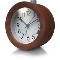 Bearware Analoger Wecker mit rundem Holzkorpus Holz Wecker mit