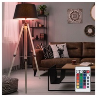 ETC Shop RGB LED Stehleuchte aus Naturholz, Stativ in
