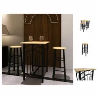 VidaXL Früchstücksbar Hellbraunes Holz Schwarzer Stahl