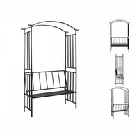 VidaXL Rosenbogen mit Bank Schwarz 128x50x207 cm Eisen