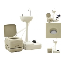 VidaXL Campingtoilette 10+10L und Handwaschbecken 20L Set Tragbar Grau