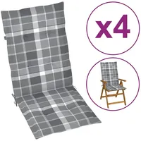 VidaXL Gartenstuhlauflagen 4 Stk. Grau Karomuster 120x50x4 cm