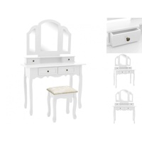 VidaXL Schminktisch-Set mit Hocker Weiß 100x40x146 cm Paulownia-Holz
