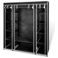 VidaXL Stoffschrank mit Fächern Kleiderstangen 45×150×176 cm Schwarz