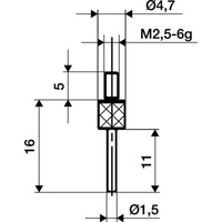 Käfer Messeins.D.1,5mm L.50mm Stift M2,5 STA z.MessuhrenKÄFER
