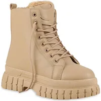 VAN HILL Damen Plateau Boots in Tan