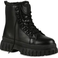 VAN HILL Damen Warm Gefütterte Plateau Boots Chunky Stiefeletten