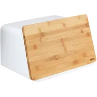 Wenko Brotkasten mit Bambusbrett, Weiß,