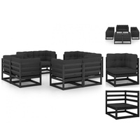 VidaXL Modell 49 Loungeset Kiefer schwarz