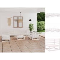 VidaXL Garten-Lounge-Set 8-tlg. weiß Kiefer