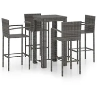 VidaXL 5-tlg. Garten-Bar-Set mit Armlehnen Poly Rattan Grau