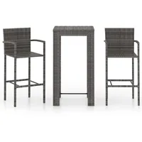 VidaXL Polyrattan Garten-Bar-Set 3-tlg. grau