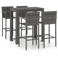 VidaXL 5-tlg. Garten-Bar-Set mit Armlehnen Poly Rattan Grau