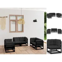 VidaXL 6-tlg. Loungeset Kiefer schwarz