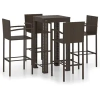 VidaXL 5-tlg. Garten-Bar-Set mit Armlehnen Poly Rattan Braun