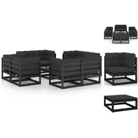VidaXL Garten-Lounge-Set 9-tlg. Kiefer schwarz