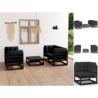 VidaXL Garten-Lounge-Set 5-tlg. Kiefer schwarz