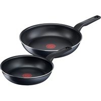 Tefal XL Force 2-teiliges Pfannenset, C38590, Frittierset, Schwarz,