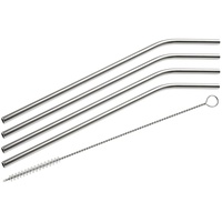Fackelmann Trinkhalm Edelstahl gebogen, Silber, 24 cm, 4