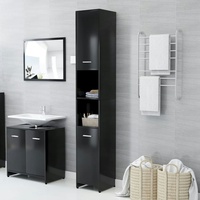 VidaXL Badezimmerschrank Schwarz 30x30x183,5 cm Holzwerkstoff