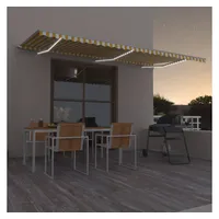 VidaXL Einziehbar LED Gelenkarmmarkise 600 x 350 cm gelb/weiß